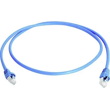 Datový kabel Telegärtner 100008265 RJ45 síťové kabely, propojovací kabely CAT 6A S/FTP 2.00 m modrá samozhášecí, s ochranou, párové stínění, dvoužilový stíněný, bez