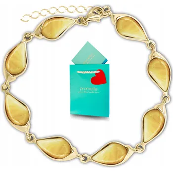 Náramek Zlatý náramek s mléčným jantarem stříbro pozlacené žlutý jantar ryzost 925