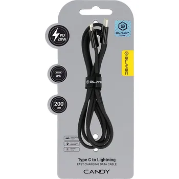 Datový kabel Blavec Candy Braided USB-C - Lightning PD 20W 2,4A 2m (CCA-CL24B20) černý