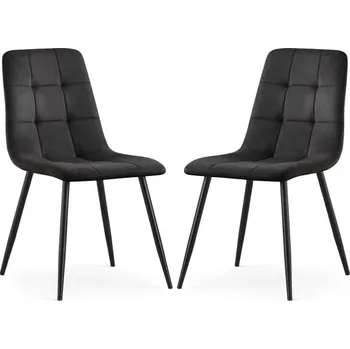 Jídelní židle Sada dvou jídelních židlí NERO sametové, černé / černé nohy (2 ks)