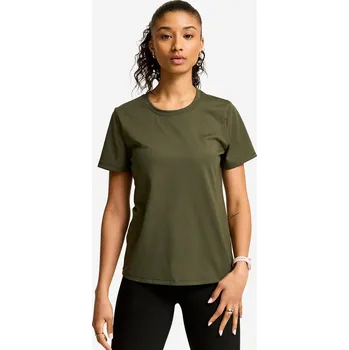 Dámské tričko DECATHLON Dámské tričko s krátkým rukávem Coolmax S KAŠTANOVÁ|ZELENÁ