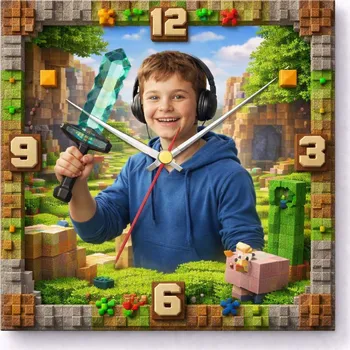 Hodiny Hodiny z vlastní fotografie –kostky svět - 20x20 cm / Plast / Karikatura