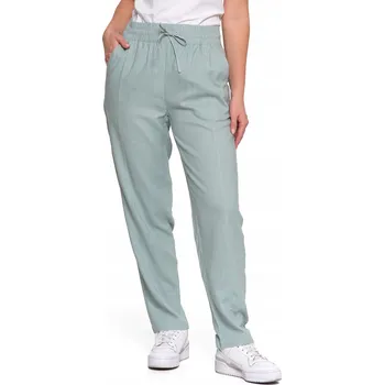 Dámské kalhoty LNĚNÉ DÁMSKÉ KALHOTY ELEGANTNÍ VOLNÉ ROVNÉ NOHAVICE MORAJ ZELENÉ S