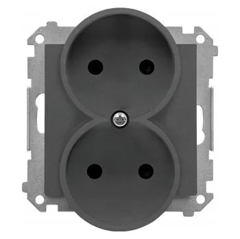 Elektrická zásuvka Dvojitá zásuvka bez uzemnění Grafitově matná Simon 55 - TG2MCZ.01/116