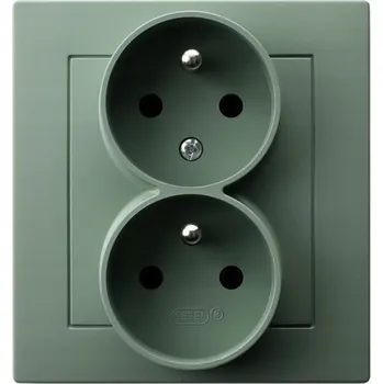 Elektrická zásuvka Dvojitá zásuvka s uzemněním AS GP-2GC/84 Zelená matná Ospel