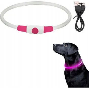 Obojek pro psa Svítící LED obojek pro psa - 70 cm, nabíjecí, voděodolný - Růžový