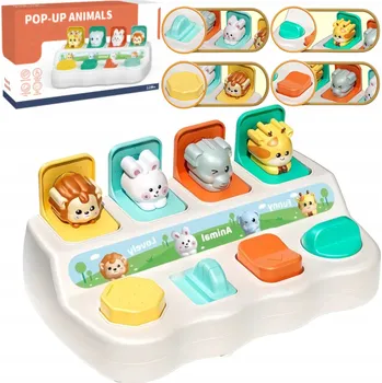 Hračka pro nejmenší Interaktivní edukativní hračka Vyskakující zvířátka Pop-up 12m+ E009-1A