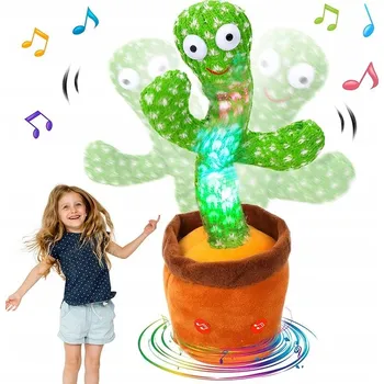 Hračka pro nejmenší Tancující a mluvící kaktus na akumulátor s hudbou a vícebarevným světlem