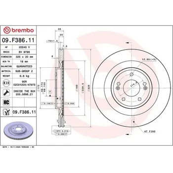 Brzdový kotouč BREMBO 09.F386.11 Brzdový kotouč (09.F386.11)