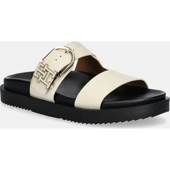 Dámské pantofle Kožené pantofle Tommy Hilfiger LEATHER SPORTY MULE FW0FW08512 béžová 01X, EUR 37