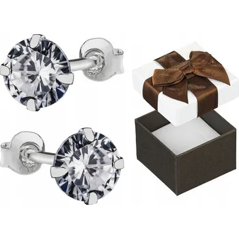 Náušnice Náušnice Stříbrné s zirkony Dámské šroubky Kolečka 5 mm Tužky Stříbro 925