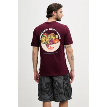 Pánské tričko Bavlněné tričko adidas Originals Graphic Lo Ss T JW2976 burgundské 93X, vel. XXL