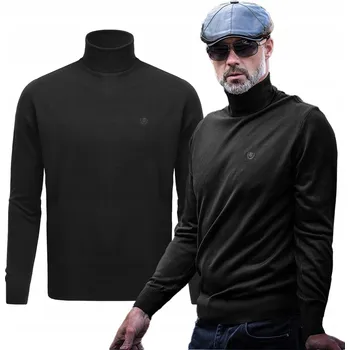 Pánský svetr Klasický pánský svetr ROLÁK elegantní hladký ČERNÝ M Pako Jeans