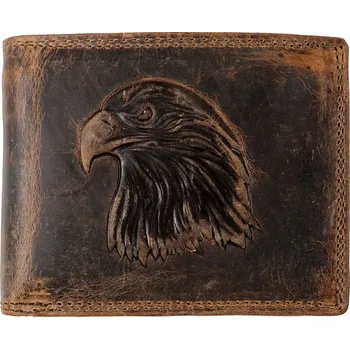 Peněženka Luxusní kožená peněženka s 3D OREL - hnědá