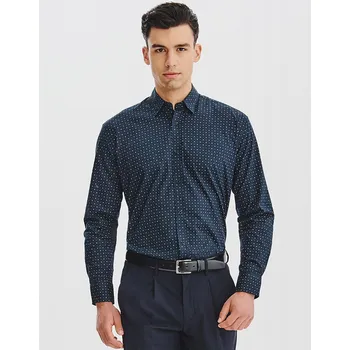 Pánská košile Tmavě modrá pánská košile s bílým geometrickým vzorem Pako Lorente vel L