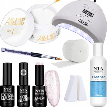 Lak na nehty Sada na nehty Babyboomer Mat 9v1 UV Lampa Gel Báze Top Coat + Příslušenství