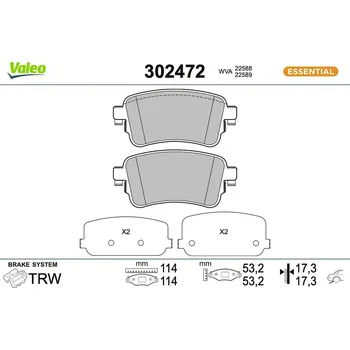 Auto-moto Sada brzdových destiček, kotoučová brzda VALEO 302472