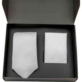 Kravata Pánská kravata bílá hladká + kapesníček bílý