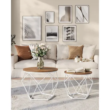 Nábytek VASAGLE Sada dvou kulatých konferenčních stolků ořech