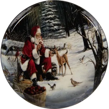 Kovový podtácek se Santa Clausem a kolouškem v lese – 11x1 cm
