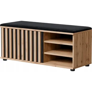 BOTNÍK S ČALOUNĚNÝM SEDÁKEM, LAMELY DUB WOTAN