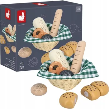 Dřevěná hračka Košík s pečivem - dřevěná sada pro děti, 3 roky+, Janod