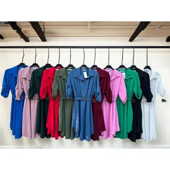 Dámské šaty Košilové šaty s páskem ANITA Barva: Modrá