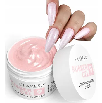 Lak na nehty Claresa RUBBER GEL gel na nehty pro modeláž a prodlužování, builder #9 12g