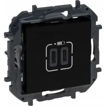 Elektrická zásuvka NILOE Step ČERNÁ Zásuvka s duálním USB, nabíječka 2xUSB C 3A NSTEP SKUPINA B