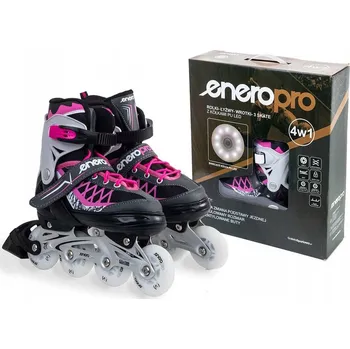 Kolečkové brusle Brusle 2v1 Enero Pro LED velikost vel. šedo-růžové
