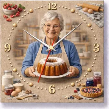 Hodiny Hodiny z vlastní fotografie –pečení - 20x20 cm / Plast / Klasický