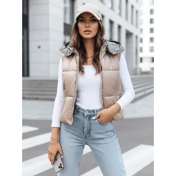 Dámská vesta Dámská prošívaná vesta OSHE béžová Dstreet Barva: béžová, Velikost: 2XL