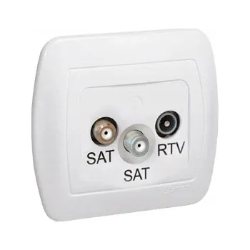 Elektrická zásuvka Simon Akord Anténní zásuvka SAT-SAT-TV bílá AZAR+SAT3.1-P2/11