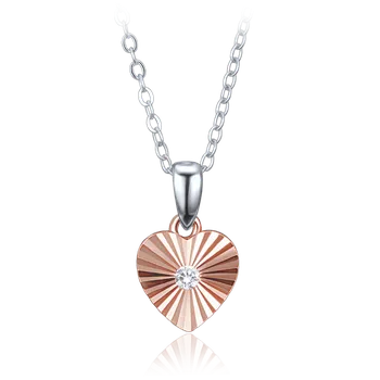 Náhrdelník Moonlit Minimalistický náhrdelník srdce s čirým zirkonem stříbrný pozlacený rose