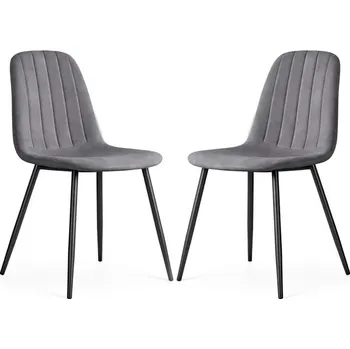 Jídelní židle Sada dvou jídelních židlí LUMO sametové, grafitové / černé nohy (2 ks)