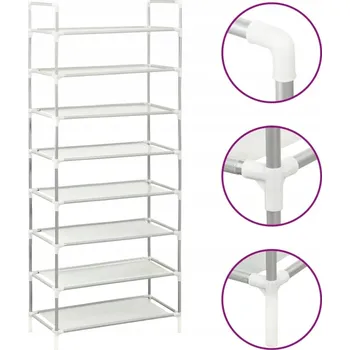 Botník Stojan na boty s 8 policemi, kov a netkaná textilie,