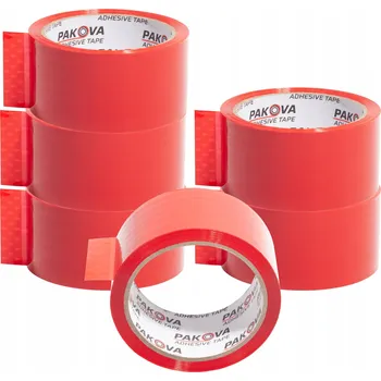 Balicí páska Pakova červená, šířka 48 mm, délka 45 m, 6 ks