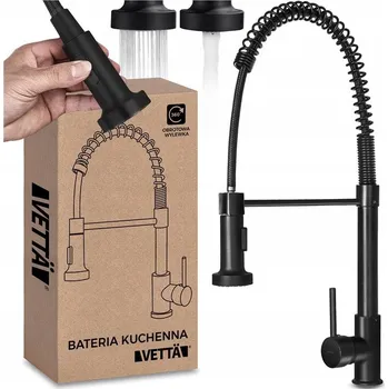 Vodovodní baterie Kuchyňská baterie flexibilní otočná vysoká hubice 2 režimy černá VETTÄ