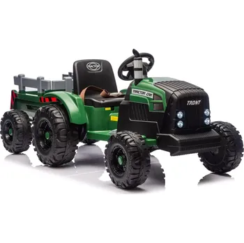 Dětské vozidlo elektrické odrážedlo traktor s přívěsem 24V, tmavě zelený