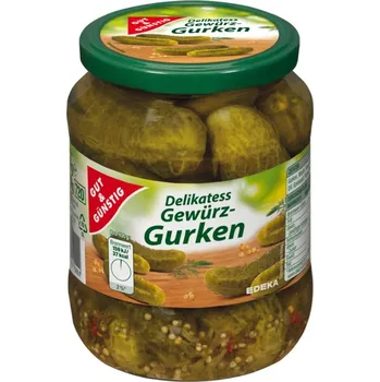 Edeka Nakládané okurky v kořeněném nálevu 670 g