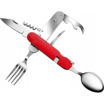 Příbor Nezbytná turistická sada 4v1 – kapesní nůž s nůž, vidličkou, lžící a otvírákem