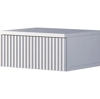 Noční stolek NOČNÍ STOLEK ZÁVĚSNÝ DO LOŽNICE BÍLÝ S DRÁŽKOVANÝM ČELEM