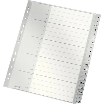 Kartotéka Leitz 1260 rejstřík DIN A4, nadměrná šířka A-Z polypropylen šedá 20 karet 12600000