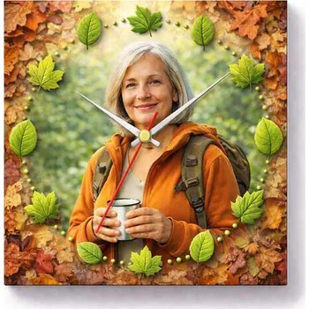 Hodiny Hodiny z vlastní fotografie – listy - 20x20 cm / Plast / Klasický