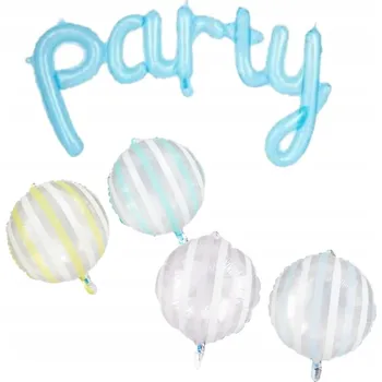 Balónek SADA 5 BALÓNKŮ NA PÁRTY MODRÉ FÓLIOVÉ NAROZENINOVÉ DEKORACE