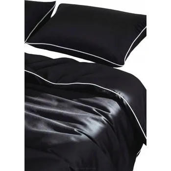 Povlečení ČERNÁ BAMBUSOVÁ SADA POVLEČENÍ S LEMEM 140x200cm PREMIUM JEMNÁ