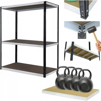 Dílenský regál Kovový regál do garáže a skladu HELIOS 106x100x60cm, 3 police, nosnost 400 kg