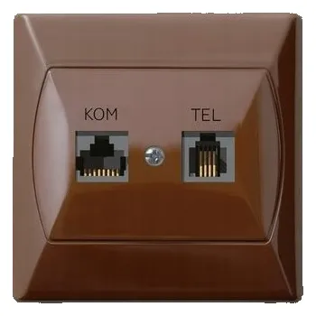 Elektrická zásuvka Internetová a telefonní zásuvka nástěnná Ospel hnědá