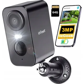 IP kamera Wifi Kamera Bezdrátová Bateriová 2K s Barevným Nočním Viděním a 64 GB