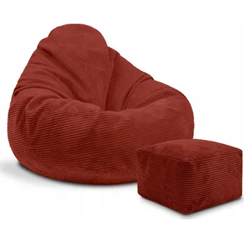 Taburet Taburet Sedací pytel Sako s podnožkou Odolný Příjemný Materiál Červený